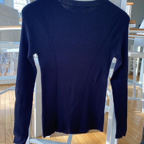 LOFT knit fitted ribbed sweater with gold button accents - Picture 3 of 5